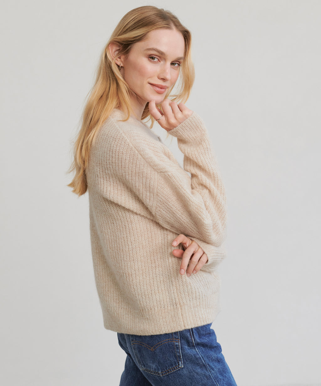 SALE! JK Hayes Alpaca-Wool Blend Crewneck Cardigan