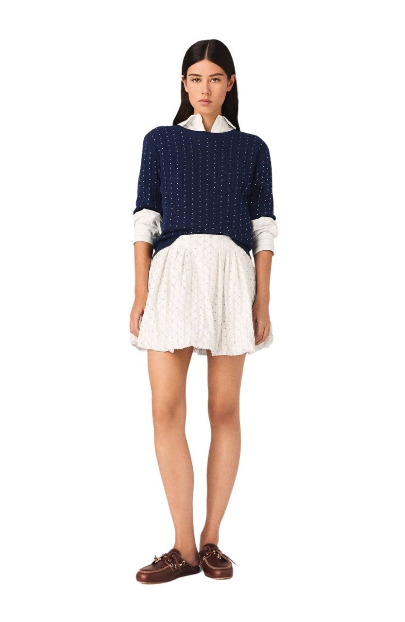 MJ Sequin Beaded Cropped Skirt | Bubble Mini Skirt | Cotton Set