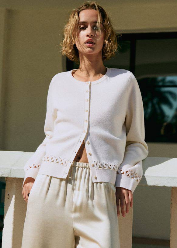 SZ Anais Wool Cardigan in Ecru