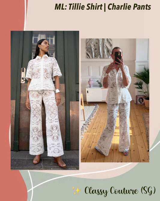 ML Tillie Shirt | Charlie Pants | Sheer Cotton-blend Lace Set