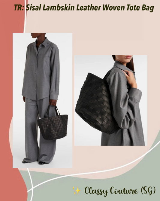 TR Sisal Lambskin Leather Woven Tote Bag