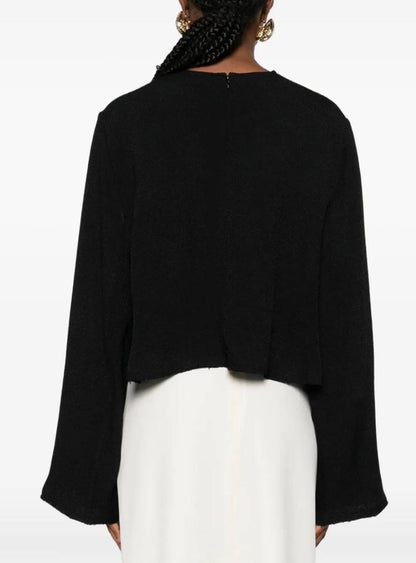 Tot Boxy Satin Viscose Long Sleeve Top