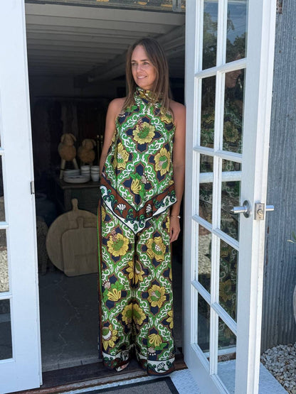 ALM Liana Silk Top Silk Palazzo Pants