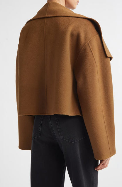 3 Colors! Tot Signature Cropped Double Face Wool Jacket Coat