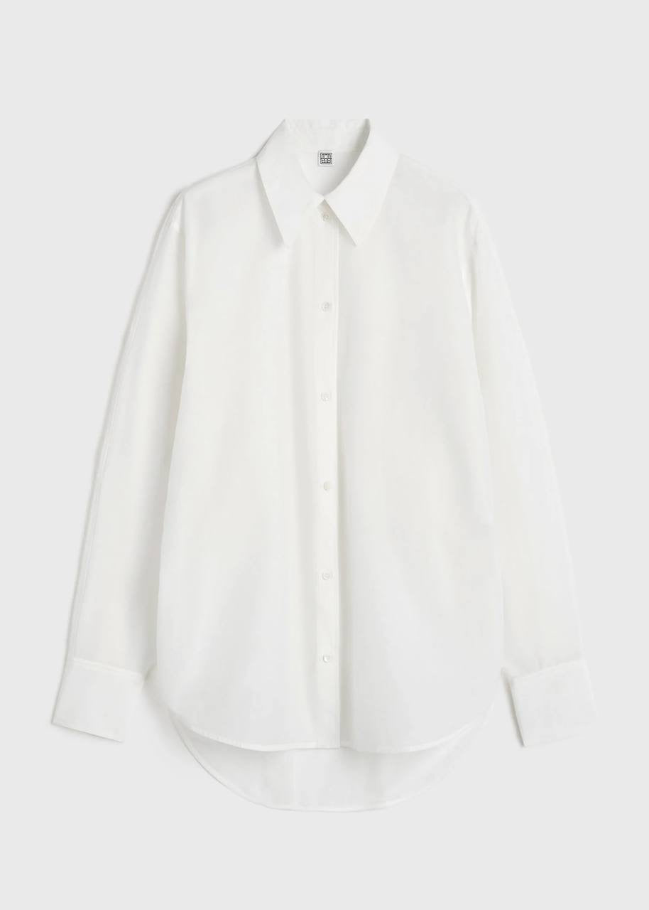 TOT Kimono-Sleeve Cotton Shirt White