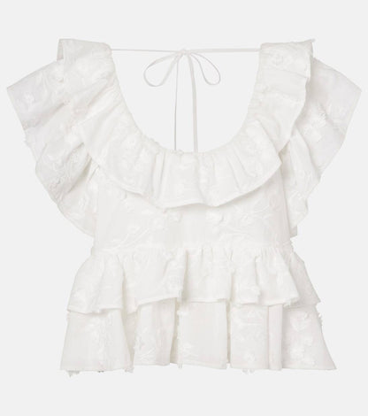 DS Light Volumes Ruffle Cotton Backless Top