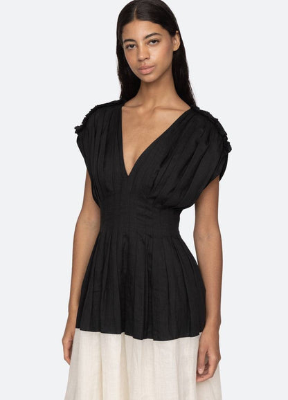 SE Nicola Ramie Contrast Midi Dress