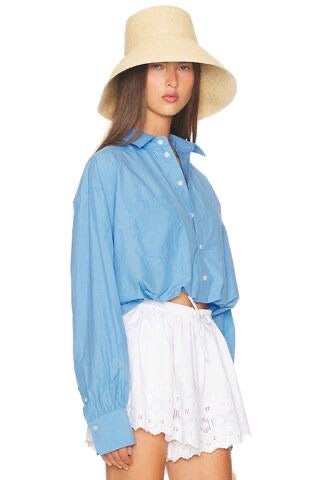 HS Bubble Button-Down Cropped Tech Poplin Shirt