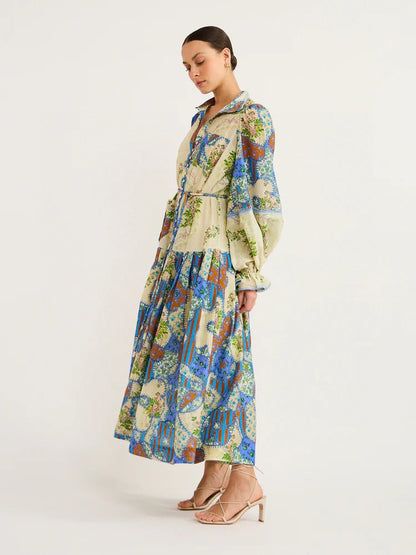 ALM Skye Patchwork Shirtdress | Cotton-Silk Midi Dress