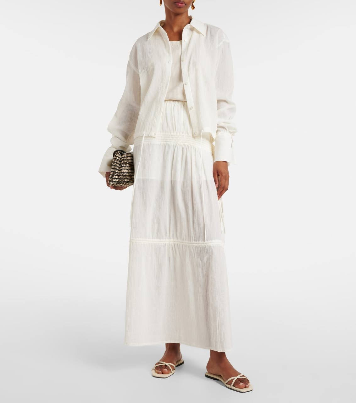 TOT Cotton Drawstring Shirt | Maxi Skirt