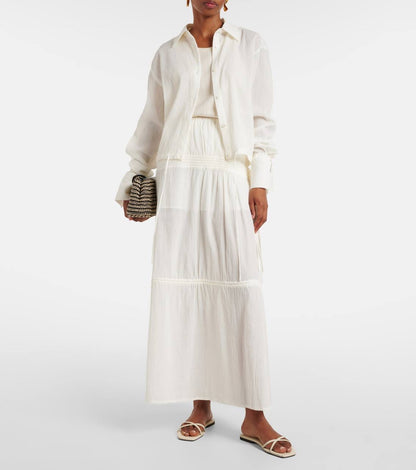 TOT Cotton Drawstring Shirt | Maxi Skirt