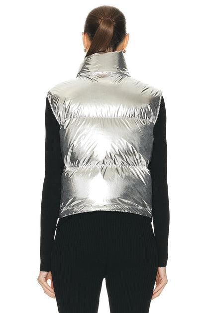 MC Blavet Down Vest Sleeveless Cropped Jacket in Metallic