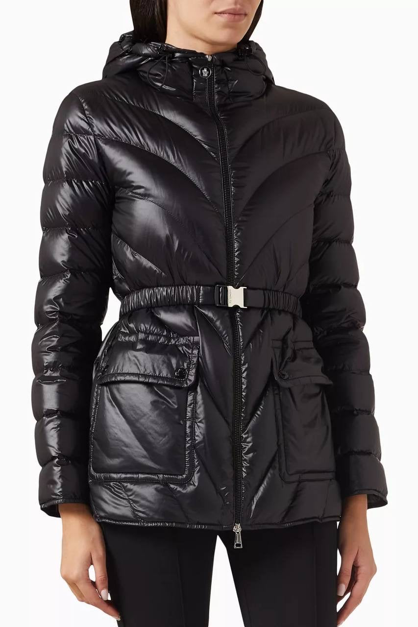 Argenno Chevron Short Fitted Hooded Nylon Jacket
