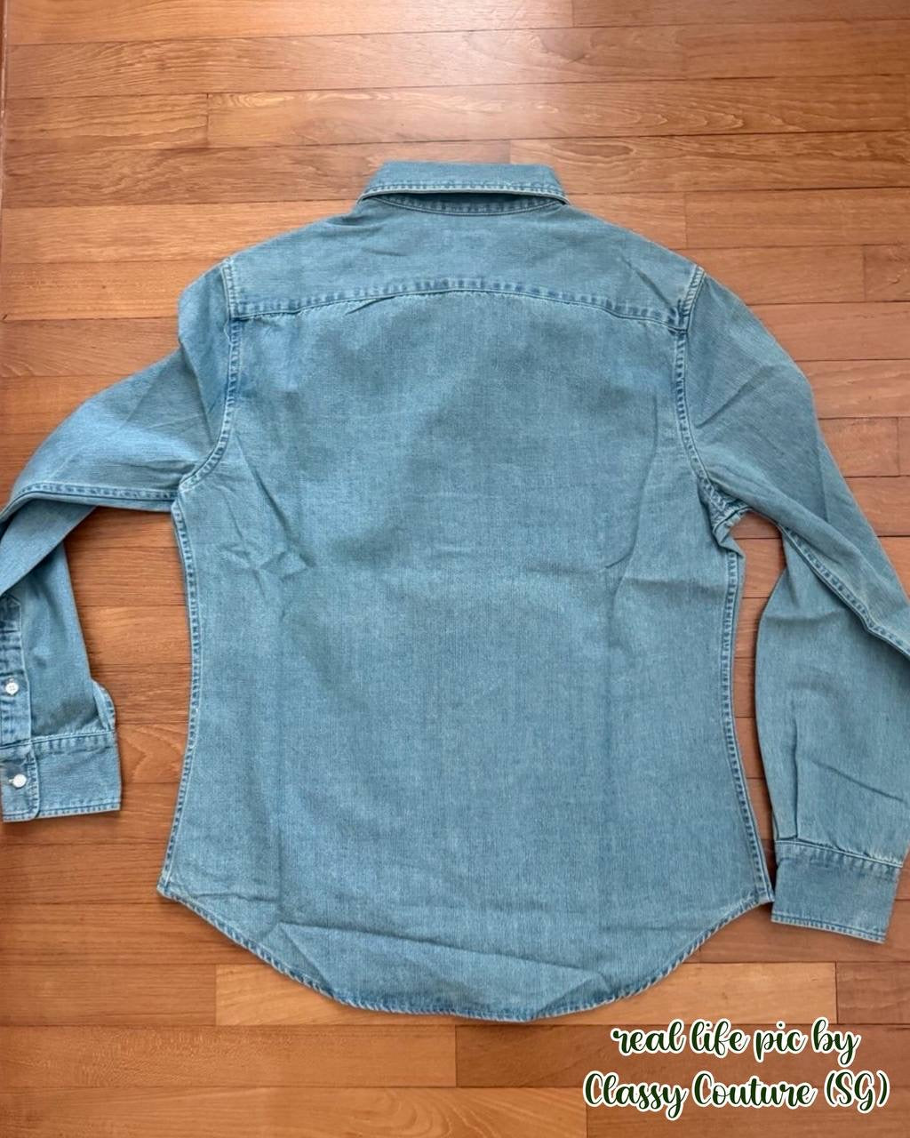 RL Slim Fit Light Wash Cotton Denim Shirt