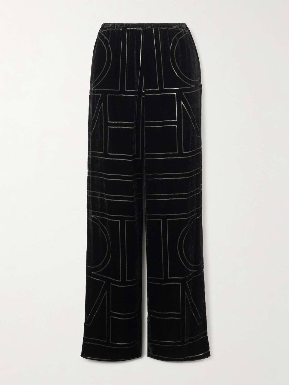 TOT Devoré-Velvet Shirt | Wide-Leg Pants | Monogram Viscose-Silk Set