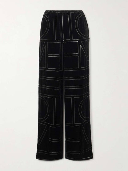 TOT Devoré-Velvet Shirt | Wide-Leg Pants | Monogram Viscose-Silk Set