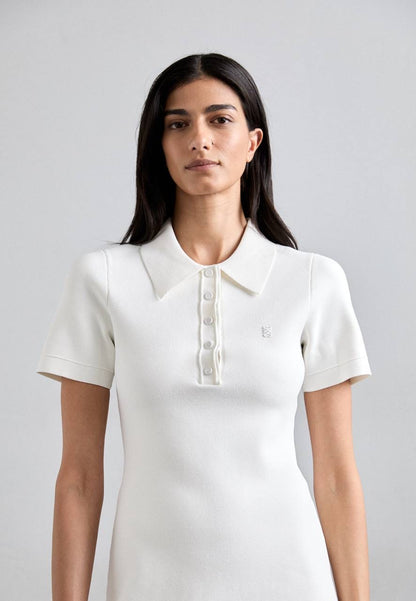 SD White Knitted Polo Mini Dress