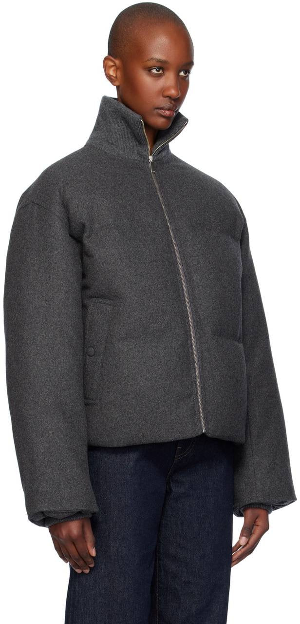 TOT Funnel Neck Down-filled Flannel-Wool Parka Puffer Jacket