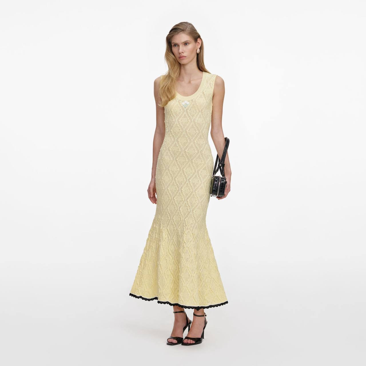 SP Yellow Pointelle Mermaid Midi Dress