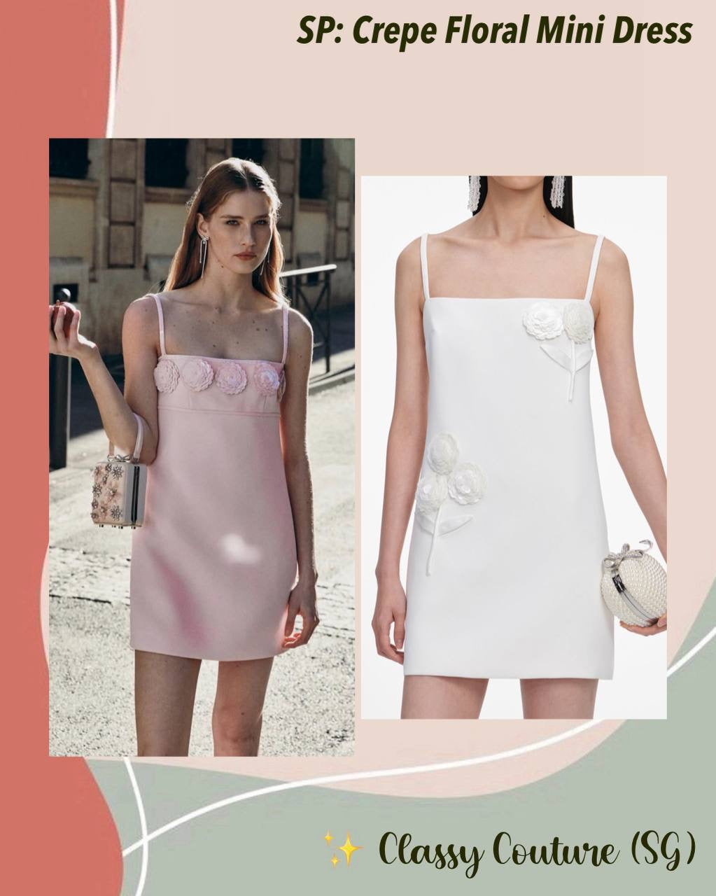 2 Colors! SP Crepe 3D Floral Sequin Shift Mini Dress