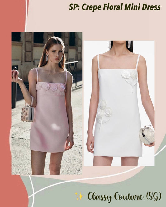 2 Colors! SP Crepe 3D Floral Sequin Shift Mini Dress