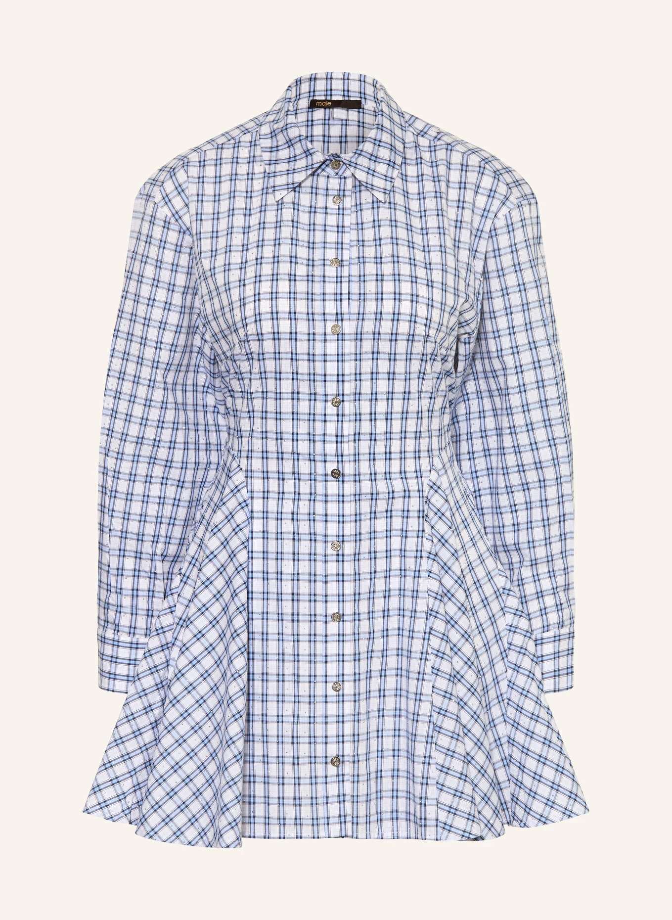 MJ Romimi Gingham Rhinestone Cotton Shirtdress Mini Dress