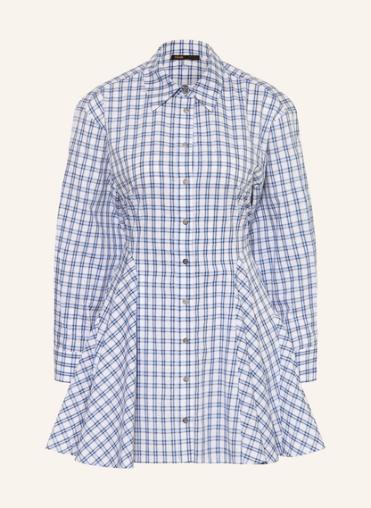 MJ Romimi Gingham Rhinestone Cotton Shirtdress Mini Dress