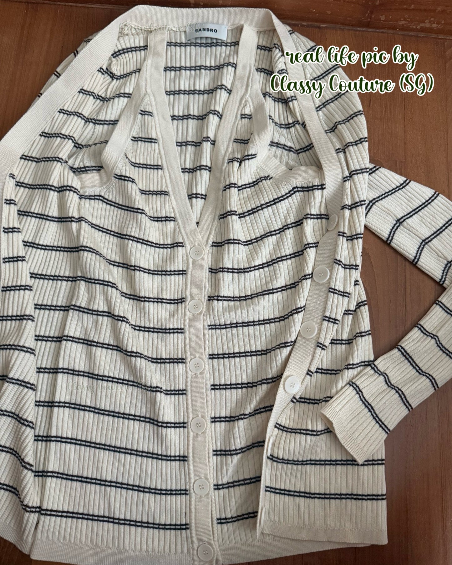 SALE! SD Gabri Striped Button Up Viscose-blend Ribbed Cardigan (with attached camisole top)