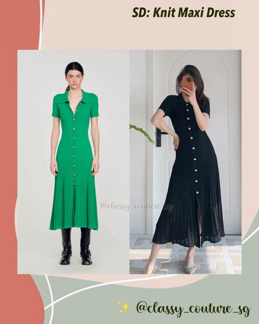 SD Knit Maxi Dress | Green Black Midi