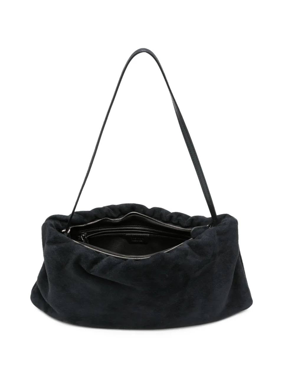 TR Bourse XL Lambskin Suede Shoulder Bag in Black | Green
