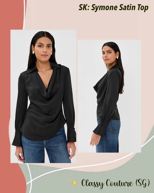 SK Symone Satin Cowl Neck Top