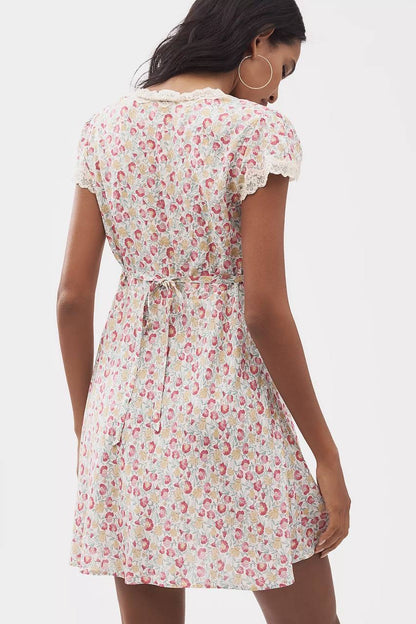 RX Cely Cap-Sleeve V-Neck Viscose Mini Dress