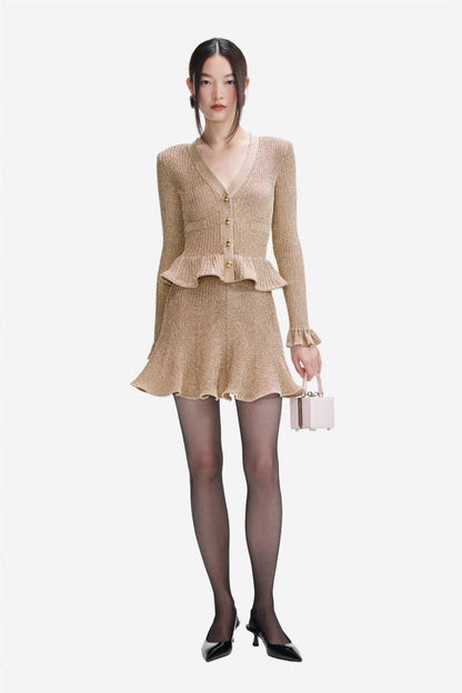 SP Gold Lurex Peplum Mini Dress