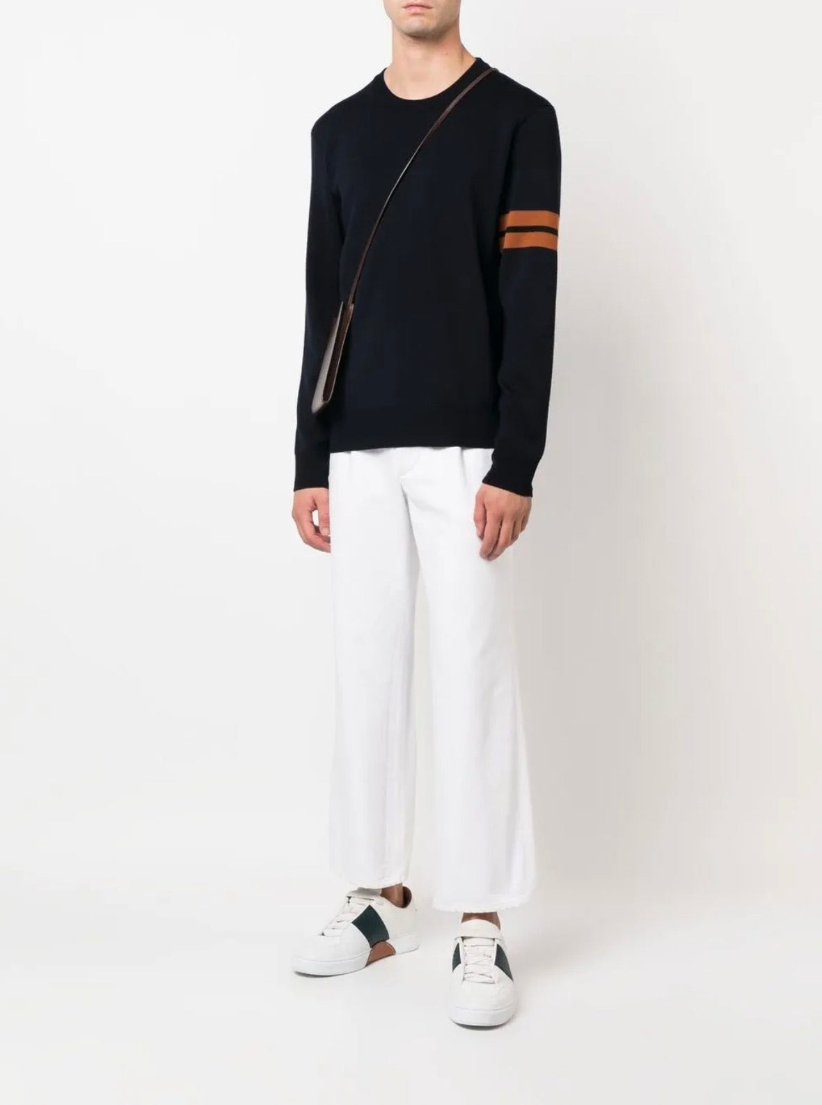 2 Colors! ZN Men’s High Performance Wool Crewneck Jumper Sweater w/ Stripe Detail