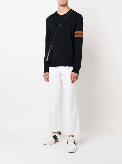 2 Colors! ZN Men’s High Performance Wool Crewneck Jumper Sweater w/ Stripe Detail