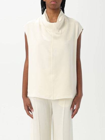 TOT Sleeveless Cady Funnel-Neck Blouse Top