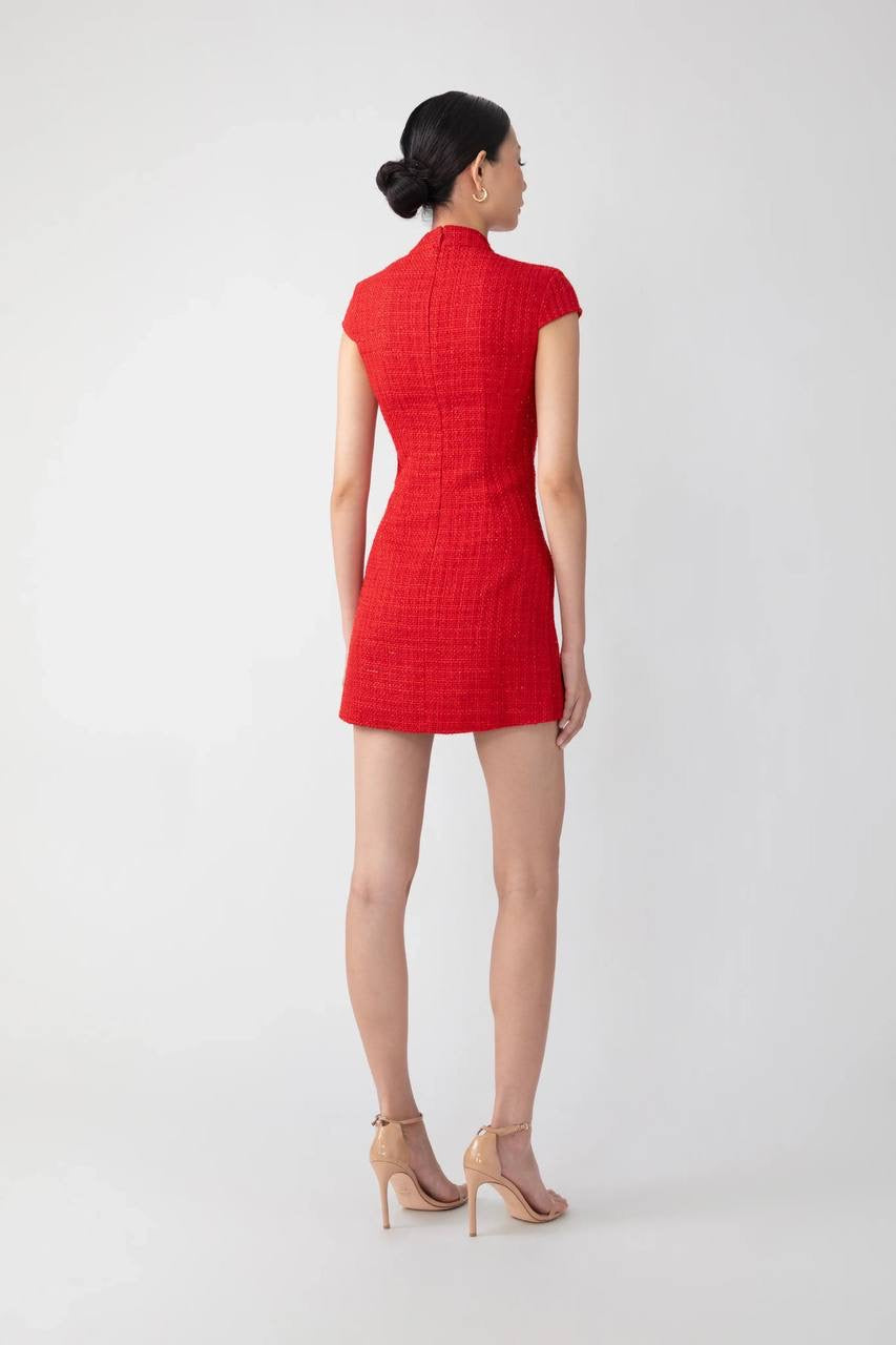 Restock! SAU Natasha Red Tweed Mini Dress