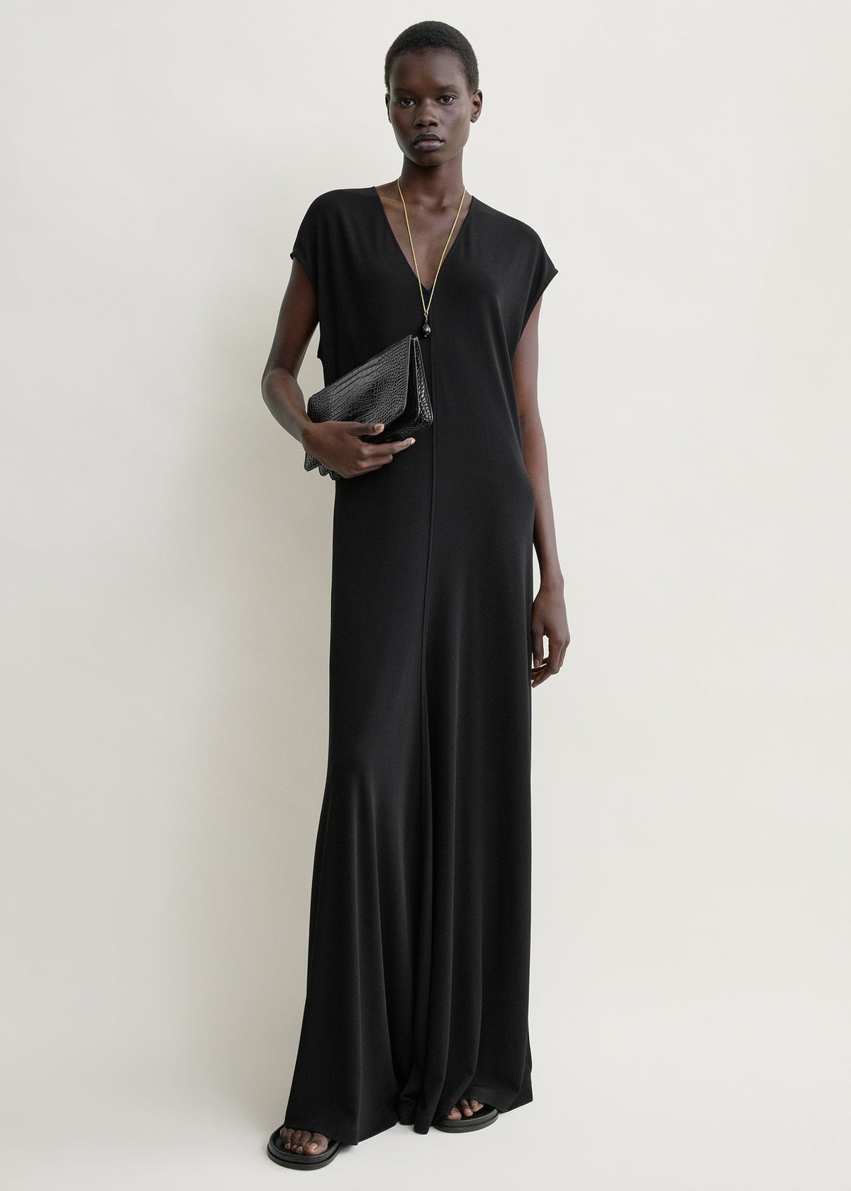 Tot V-Neck Viscose-blend Jersey Cap Sleeve Maxi Dress