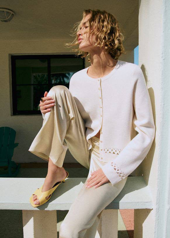 SZ Anais Wool Cardigan in Ecru