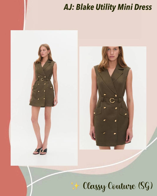 AJ Blake Utility Belted Linen-blend Mini Dress