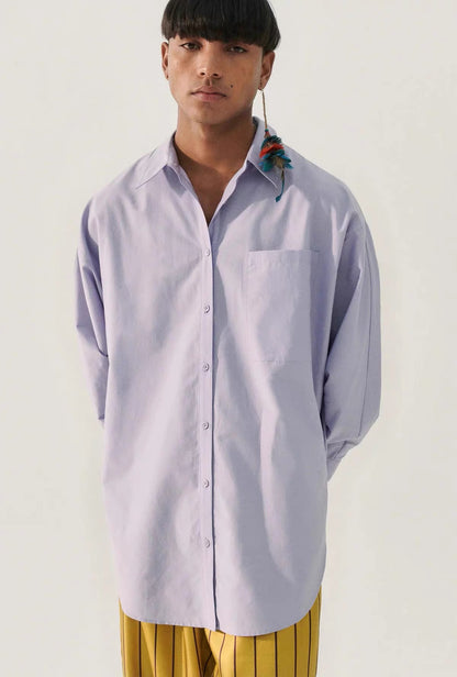10 COLOURS! Unisex SL Cotton Silk Round Oversized Shirt