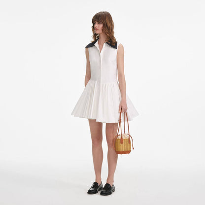 SP White Cotton Contrast Collar Jisoo Mini Dress