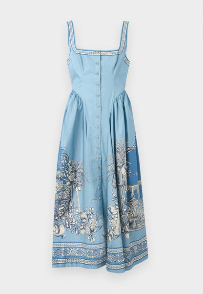 ALM Villa Romantica Sleeveless Cotton Poplin Scoop back Midi Dress