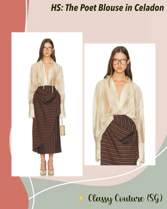 HS The Poet Sheer Lyocell-blend Blouse Top in Celadon