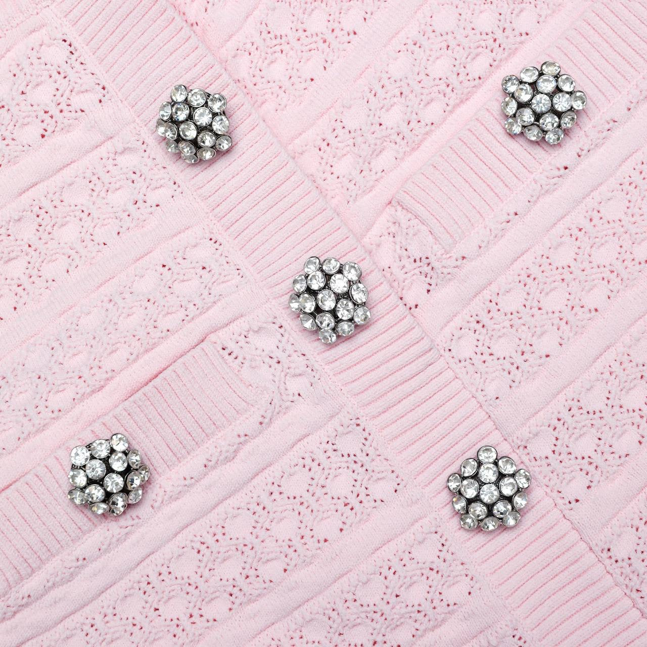 SP Pink Pointelle Diamanté Knit Mini Dress