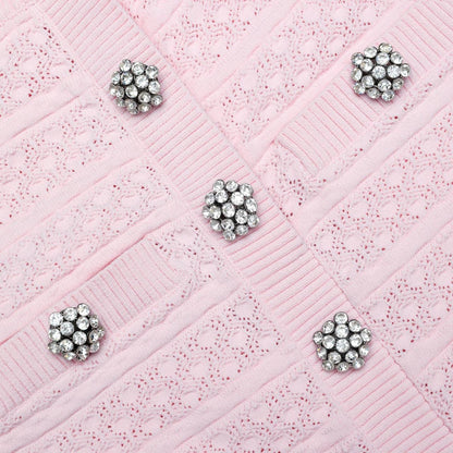 SP Pink Pointelle Diamanté Knit Mini Dress