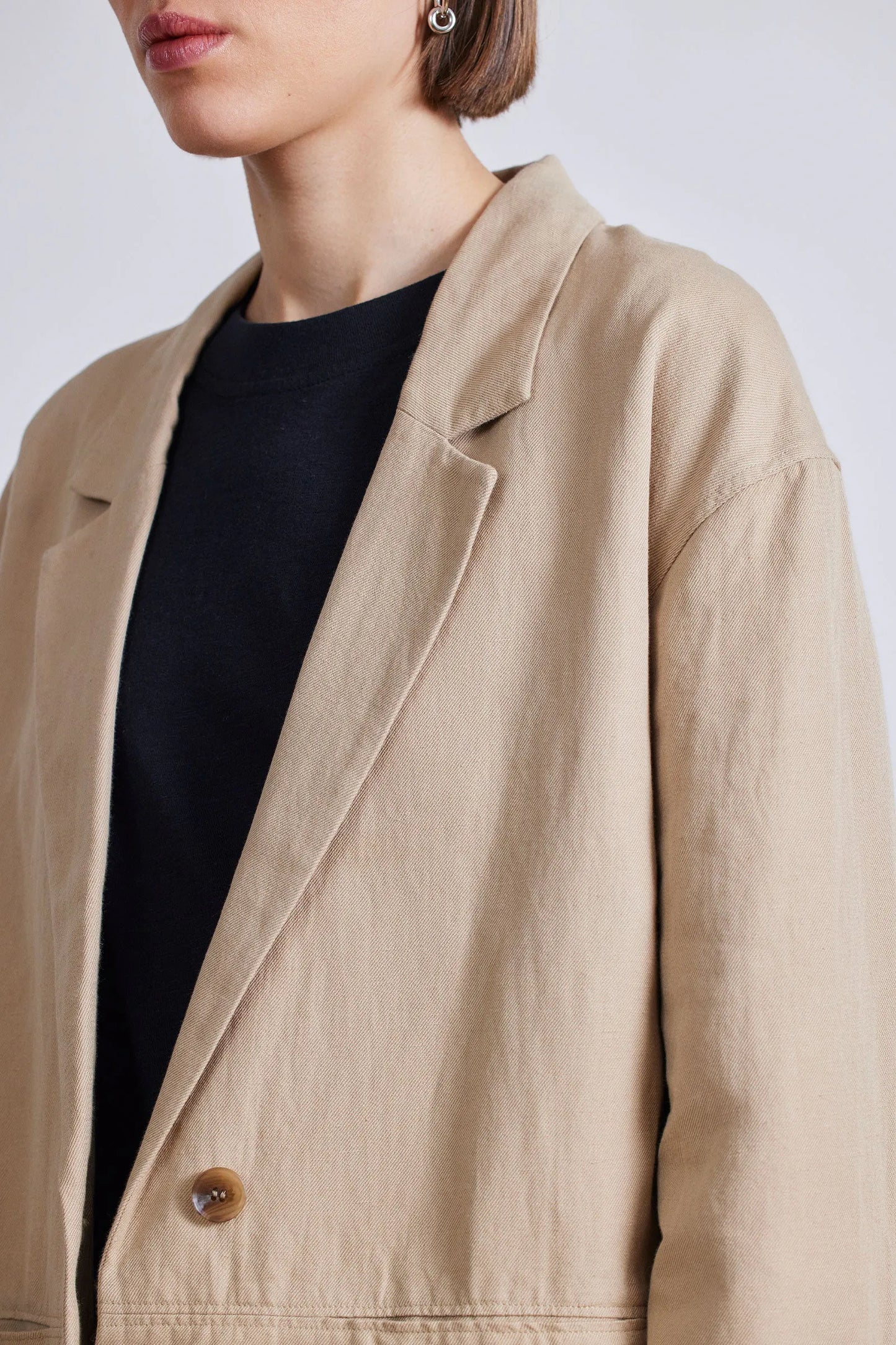 AA Oversized Linen-Cotton Blazer in Desert