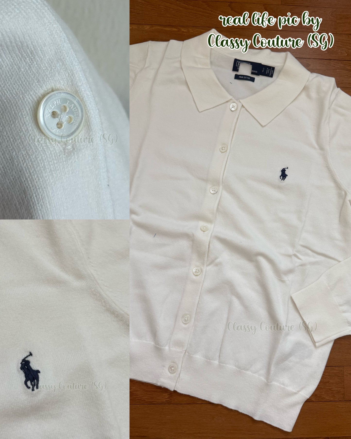 2 Colors! RL Polo-Collar Cotton-blend Buttoned Cardigan