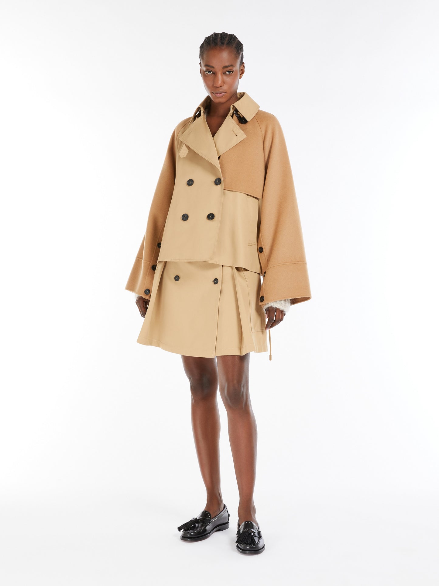 MM Gabardine Double Breasted Trench Short Coat Jacket