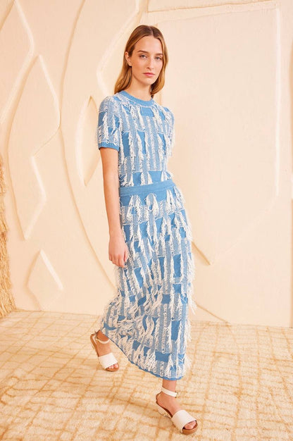 UJ Rumi Top | Long Sleeve Eliana Pullover | Rylan Jacquard Midi Skirt  | Cotton-Blend Set
